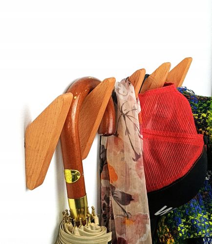 Wieszak z Drewna Litego Bukowego Własnej Roboty na Ścianę Korytarz Wiszący na Arena.pl