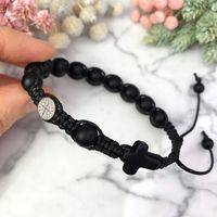 MĘSKA bransoletka RÓŻANIEC sznurkowy na rękę z kamieni ONYKS