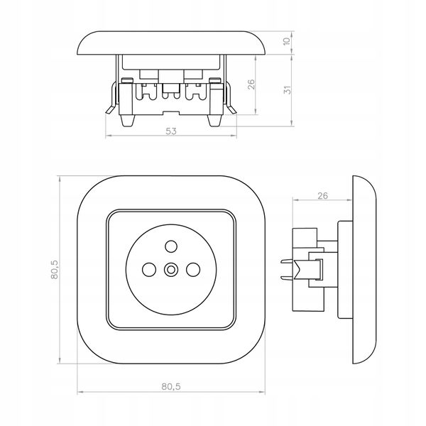 Gniazdo Elektryczne ścienne Montis biały zdjęcie 3