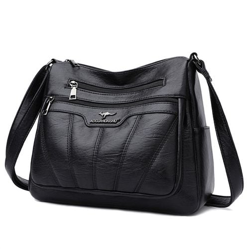 TOREBKA DAMSKA SKÓRZANA NA RAMIĘ CZARNA ELEGANCKA ZE SKÓRY POJEMNA TORBA na Arena.pl