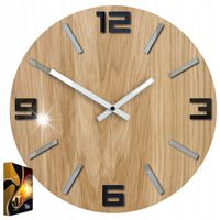 Zegar Ścienny Akrylowy Mechanizm Kwarcowy Arabic Wood Black 33 cm Okrągły