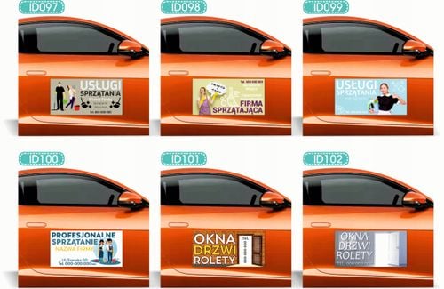Magnes na samochód reklama magnetyczna 60x30 USŁUGI SPRZĄTANIE dużo wzorów na Arena.pl