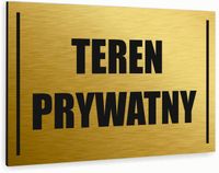 Tabliczka znak informacyjny 20x15 Złota TEREN PRYWATNY Dibond NADRUK UV