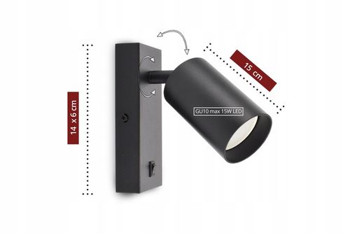 Lampa Ścienna Kinkiet z Włącznikiem Tuba Metal SPOT LED GU10 na Arena.pl