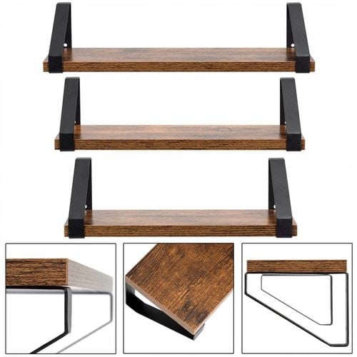 ZESTAW PÓŁEK 3 SZT PÓŁKA ŚCIENNA WISZĄCA DO SALONU KUCHNI NA KSIĄŻKI na Arena.pl