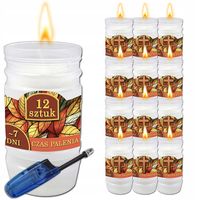 WKŁADY DO ZNICZY PARAFINOWE 7 dni 12szt ZNICZE + ZAPALNICZKA PREMIUM 175h