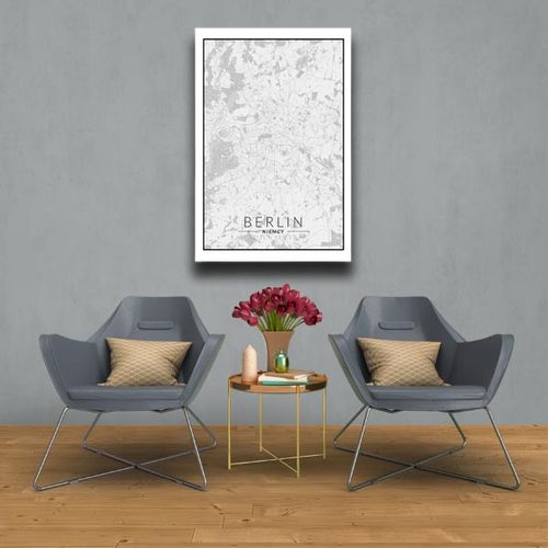 Berlin mapa czarno biała - obraz na płótnie 20x30 cm na Arena.pl