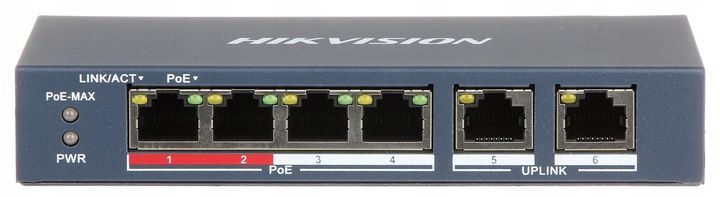 SWITCH HIKVISION DS-3E0106P-E/M 6 PORTÓW SZARY zdjęcie 1