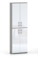 Szafa biurowa Pola 215 - 4D 80cm Szary + Fronty w połysku Białe