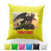 POSZEWKA Z NADRUKIEM BAWEŁNIANA 40x40CM - JAK WYTRESOWAĆ SMOKA BAJKA