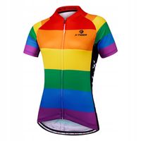 KOSZULKA ROWEROWA DAMSKA SZYBKOSCHNĄCA ROZPINANA DOPASOWANA LGBT RÓWNOŚĆ XS