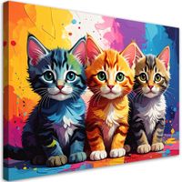 Obraz do pokoju dziecka, Kolorowe małe kotki zwierzęta 90x60