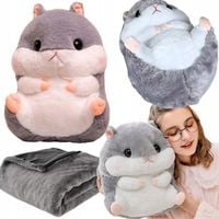 Chomik Z Kocykiem Koc 170X100 Cm Maskotka Poduszka Pluszowy Przytulanka 3W1