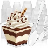 Pojemniki Na Deserki Piramida 120ml + Łyżeczki pucharki zestaw do deserów