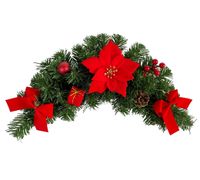 STROIK ŚWIĄTECZNY Z CZERWONYMI OZDOBAMI POINSECJĄ 45 cm