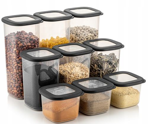 Pojemniki na żywność kwadratowe zestaw 3x550ml/3x1,2L/3x1,7L+30 etykiety A na Arena.pl