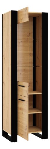 Witryna NUKA E 188 cm dąb artisan czarna stojąca na Arena.pl