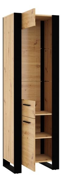 Witryna NUKA E 188 cm dąb artisan czarna stojąca zdjęcie 7