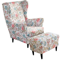 POKROWIEC NA FOTEL USZAK I PODNÓŻEK PUF ELASTYCZNY PRINT KWIATY RÓŻE