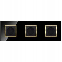 GNIAZDO GNIAZDKO POTRÓJNE CZARNE ZŁOTE SZKLANE Z BOLCEM KONTAKT PREMIUM