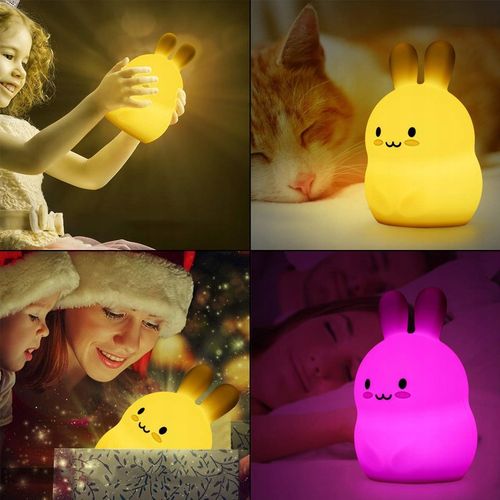 LAMPKA NOCNA KRÓLIK DLA DZIECI KOLOROWA SILIKONOWA z PILOTEM RGB MIĘKKA LED na Arena.pl