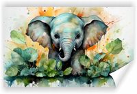 Fototapeta PREMIUM STRUKTURA ZMYWALANA POD WYMIAR akwarelowy słoń
