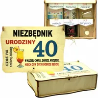 Pudełko NIEZBĘDNIK prezent 18-99 URODZINY faceta chłopak kobiety ślub WZORY