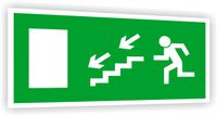 Tabliczka ewakuacyjna nadruk 20x10 Kierunek wyjścia ewakuacyjnego schodami