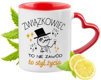 Kubek Czerwony Z Uszkiem W Kształcie Serca Dla Związkowca Na Prezent