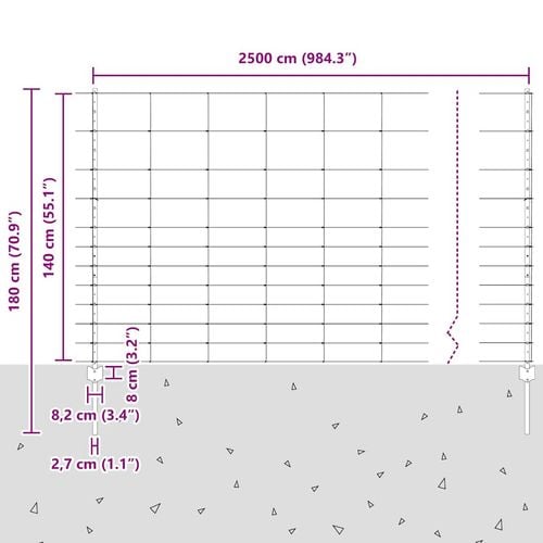 Ogrodzenie z słupkami Srebrny 1.4 x 25 m Stal na Arena.pl