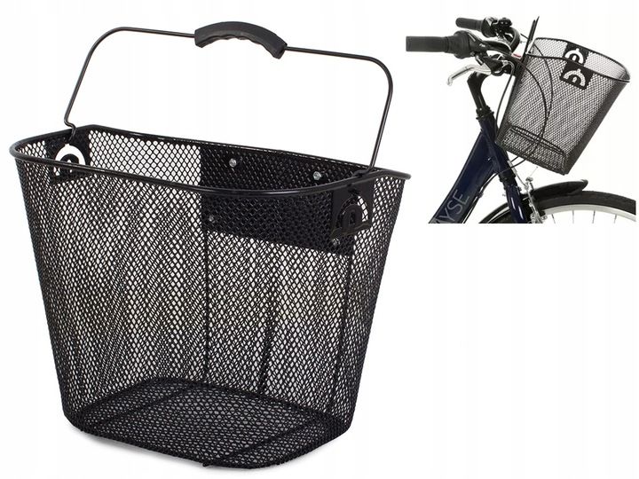 DUŻY KOSZ NA ROWER METALOWY KOSZYK ROWEROWY CLICK NA KIEROWNICĘ zdjęcie 6