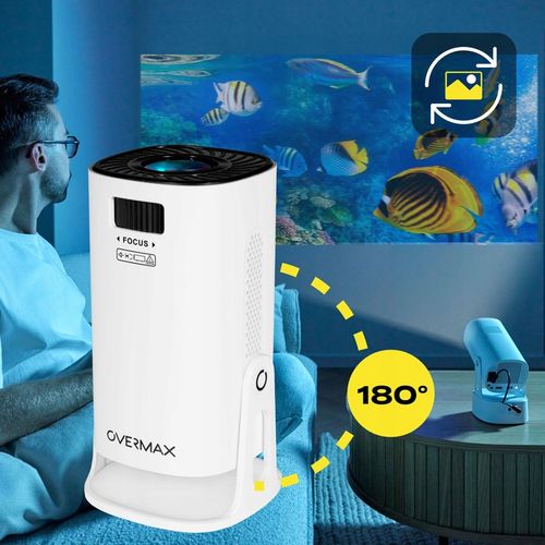 PROJEKTOR RZUTNIK ANDROID TV WIFI BEZPRZEWODOWY OBROTOWY LED PRZENOŚNY na Arena.pl