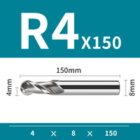 Frez kulowy, kula 2-ostrzowy VHM do aluminium Rozmiar: Ø8xR4x8Dx150L