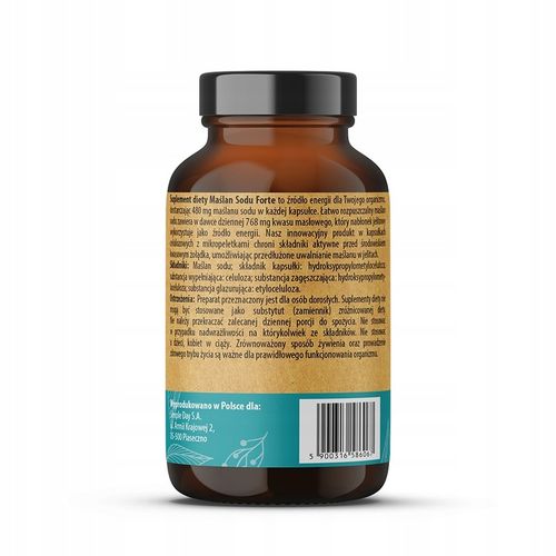 MAŚLAN SODU 80% FORTE 960mg KWAS MASŁOWY 768mg VEGE NA JELITA WRZODY na Arena.pl