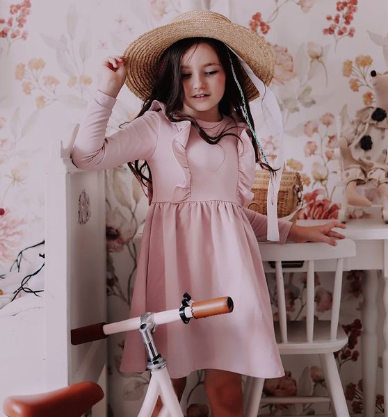 Sukienka z falbanką brudny róż 128 zdjęcie 3