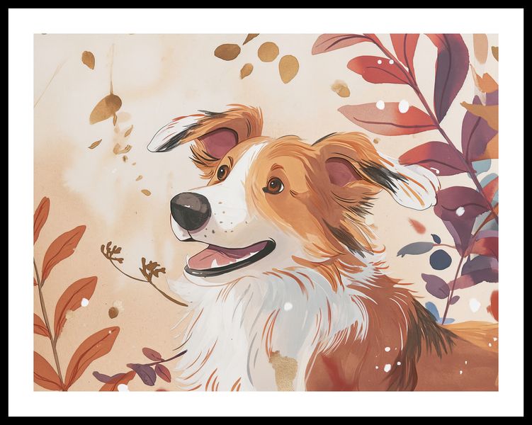 Plakat 65x50cm Collie Jesienną Porą zdjęcie 3