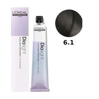 Loreal Dia Light farba do włosów farbowanych i uwrażliwionych, koloryzacja kwasowa ton w ton, bez amoniaku, 50ml 6.1 ciemny blond popielaty