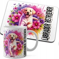ZESTAW KUBEK + PODKŁADKA DRUK - PIES PSY PIESEK RASA LABRADOR RETRIEVER