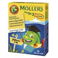 Moller's Omega-3 Żelki Rybki Dla Dzieci Jabłkowe, 36 szt.