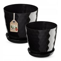 KADAX Doniczka Z Podstawką Czarna Zestaw 25cm+30cm