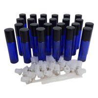 Niebieskie szklane butelki z kroplomierzem 24 szt