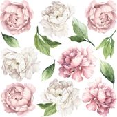 Naklejka na ścianę różowe PIWONIE peonie kwiaty M
