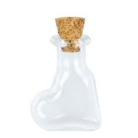BUTELECZKA szklana mini zawieszka serce 20x27mm z korkiem bez oczka 1szt.