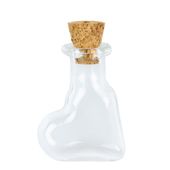 BUTELECZKA szklana mini zawieszka serce 20x27mm z korkiem bez oczka 1szt.