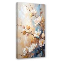 Obraz canvas do salonu kuchni, Kwiaty Gałązki Beżowy 60x120