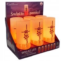 ZESTAW 6szt WKŁADÓW LED TUBA z KRZYŻEM efekt prawdziwego płomienia display