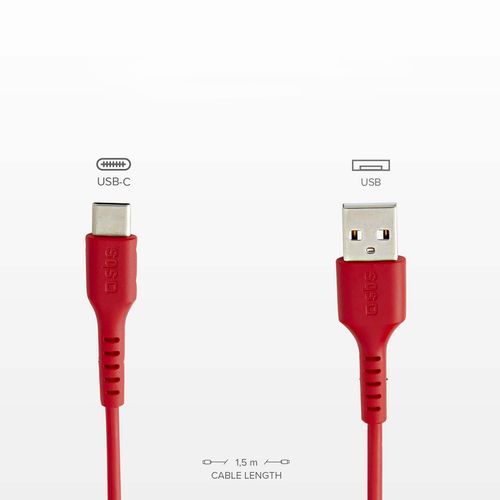 Kabel przewód USB-A - USB-C 1.5m - czerwony na Arena.pl