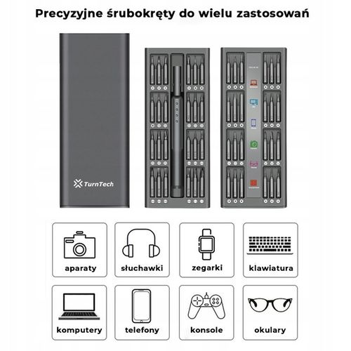 Śrubokręt precyzyjny TurnTech z zestawem końcówek 48 in 1 ALU na Arena.pl