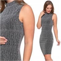 SUKIENKA DAMSKA MIDI BEZ RĘKAWÓW KOKTAJLOWA Z POŁYSKIEM DOPASOWANA MORAJ L