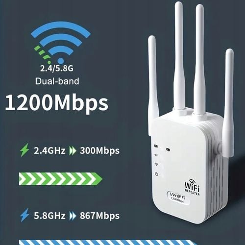 Repeater WZMACNIACZ SYGNAŁU WIFI 1200mb/s aż 4 anteny ROUTER na Arena.pl